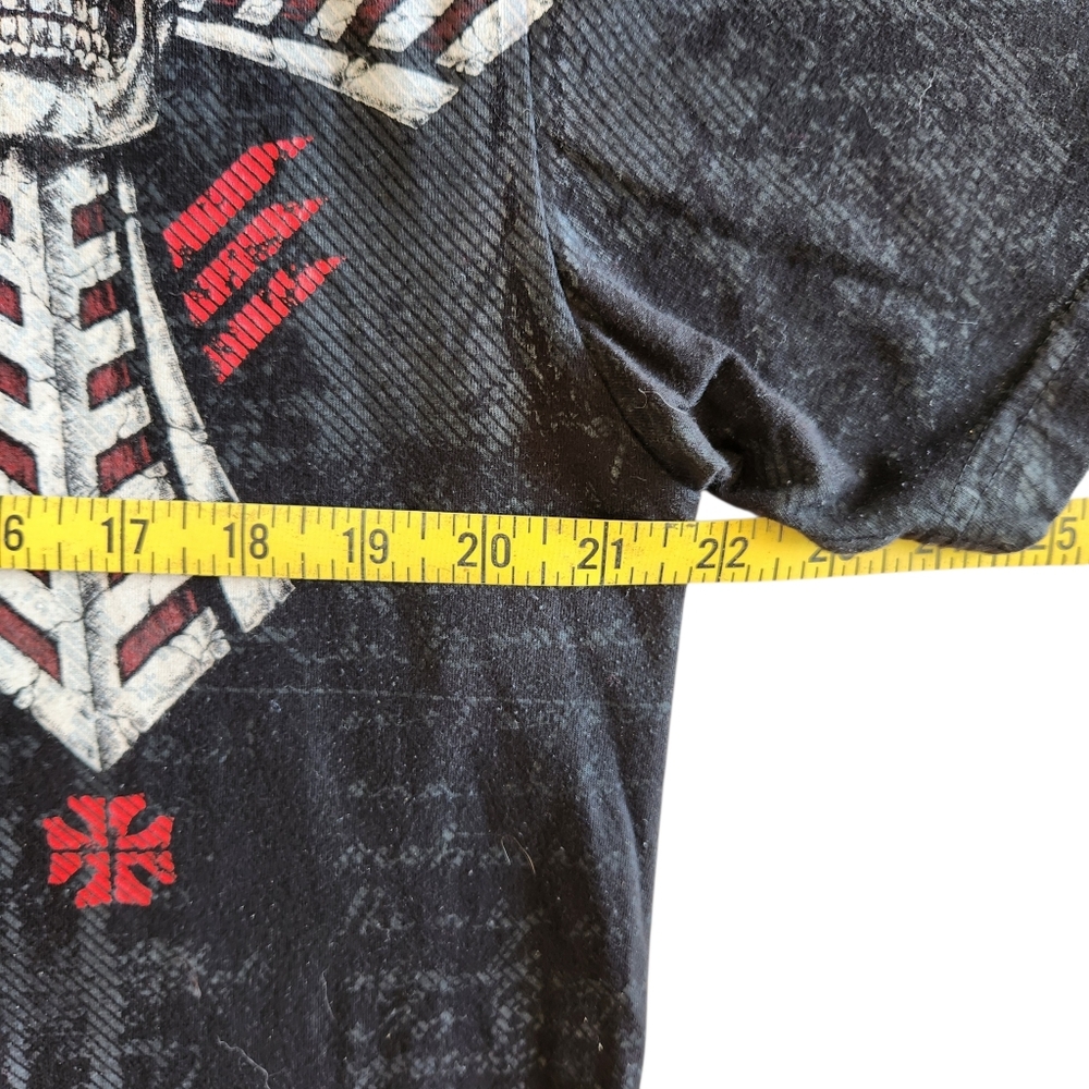 Affliction T-Shirt Skull Cross Wings Biker Black Size XL - Picture 15 of 15